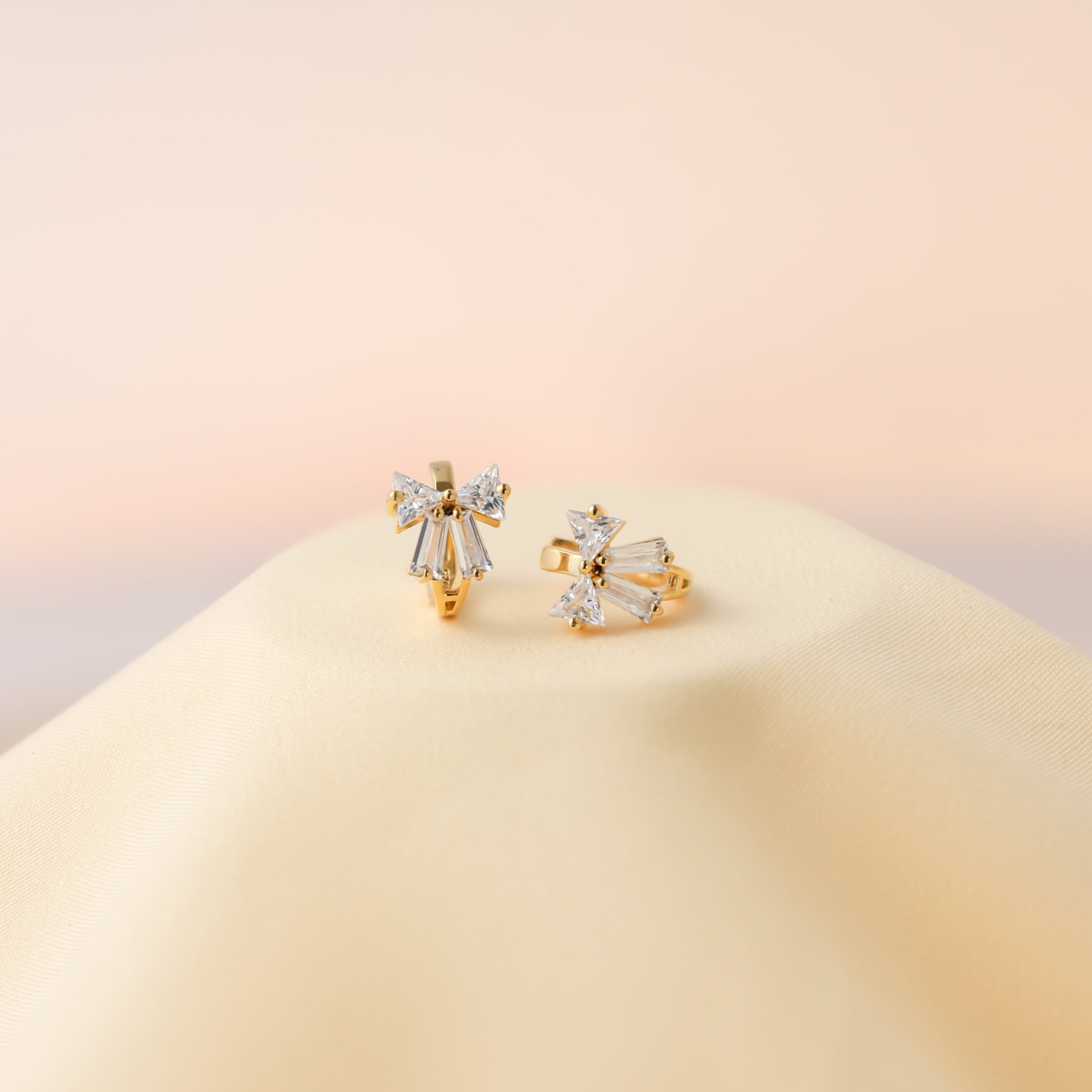 Diamond Bow Huggie Earrings For Women/Girls